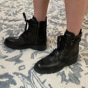 Authentic Prada combat leather boots